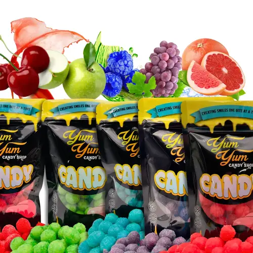 Extreme Sour Balls Candy 8oz Bag Super Sour Cherry, Green Apple, Blue Raspberry, and Grape Candy Snack Soft Chewy