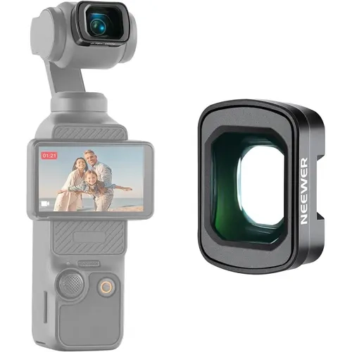 NEEWER LS-45 0.75X Wide Angle Camera Lens for DJI OSMO Pocket 3/4, Magnetic Mount Aspherical Coated Lens for Cameras, 108° Field of View, High Definition, Creative Distortion, Lightweight Content Creator Accessory, Ideal for Sports & Landscape Photography