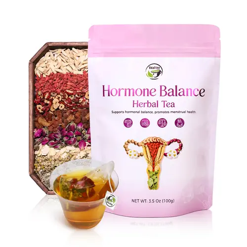 Hormone Balance Tea with 8 Organic Herbal Ingredients - Support Women's Overall Reproductive Health (PCOS, PMS, Menstrual Cycle) Ginseng Beverage | iTREE · Vital-Tea