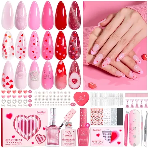 【Ideal Gift】Beetles 2026 HEARTBEAT Gel Nail Polish  Nail Art Manicure Kit, Best Gift Choice for Women and Girls