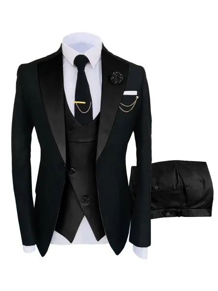 Men's 3-Piece Suit Set - Double Breasted Blazer, Vest & Pants for Weddings and Formal Events Casual Suit Wedding Suit Pocket Suit Men's Three-Piece party suits business casual Tuxedo