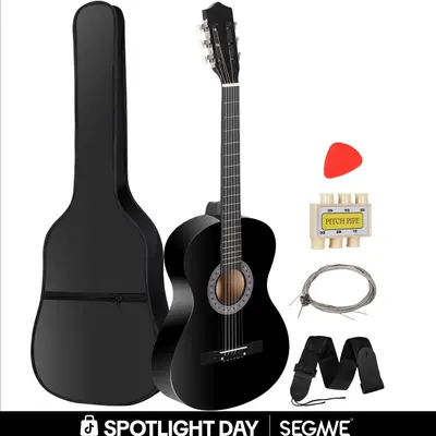 Segawe 38" Acoustic Guitar for Beginners - Full Set with Case, Strap, Tuner, Guitar Picks and Travel-Friendly Design, Acoustic Guitar Full Set