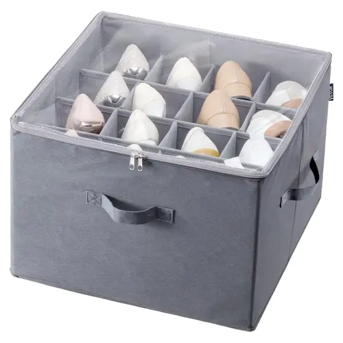 【Fallpicks】VEVOR Durable Reinforced Under Bed Organizer, 16-Pair Capacity, Adjustable Shelf Rack, Waterproof Cover Wipes Clean, Breathable Fabric Keeps Shoes Fresh, See Shoes Fast, Space Saver, 17inL x 17inW x 12.4inH, Grey, for Home Organization