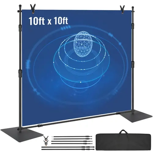 VEVOR Portable 3.3 ft to 10 ft Metal Pipe and Drape Kit, 11 lbs Heavy-Duty Backdrop Stand with Carbon Steel Base, 6 Spring Clamps, Carrying Bag for DIY Photo Booth, Large Appliance Parts & Accessories, Photography Camera Accessories