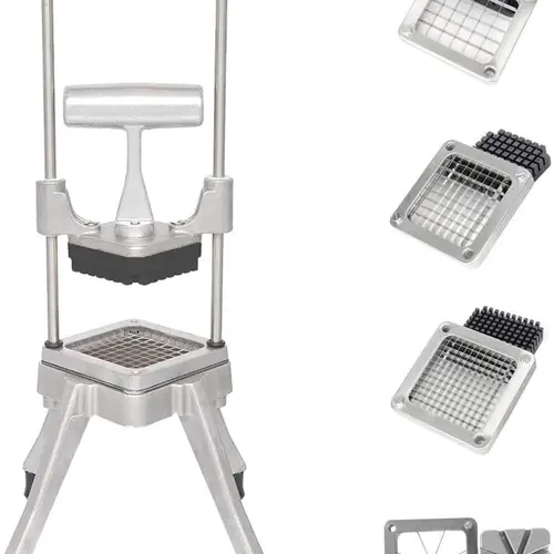 ROVSUN Commercial Manual Push Stainless Steel Veggie Chopper & Utensils - 4 Blades (1/2 in, 3/8 in, 1/4 in, 8-Wedge) Vegetable Cutting Slicer for Potatoes, Onions, Cucumbers, Home Use Kitchen Food Processor Gadget