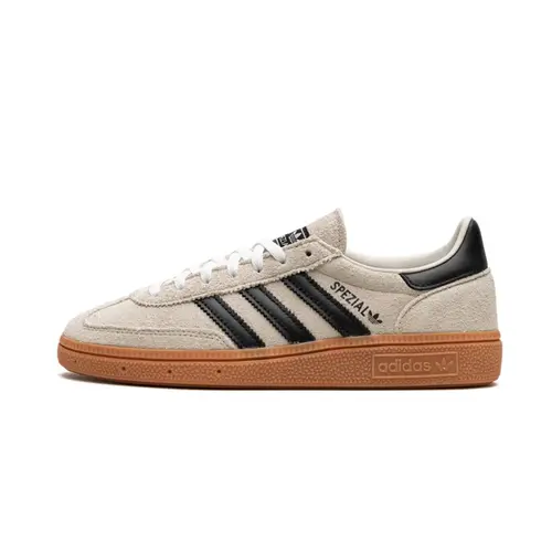 Women’s adidas Handball Spezial Low-Top Suede Sneakers - Aluminum Core, Black, Narrow Width, Removable Intentionally Not Sewn Insole, Half-Size Tip, Indoor Vintage Casual Athletic Footwear