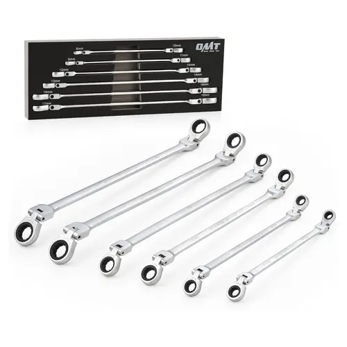 Orion Motor Tech 12-Piece Ratcheting Wrench Set, Metric 8mm-19mm Extra Long Double Box End Mechanic Tools with 72-Tooth High-Efficiency Ratchet Design, Corrosion-Resist Hex Combination Wrench Set for Tool Upgrade