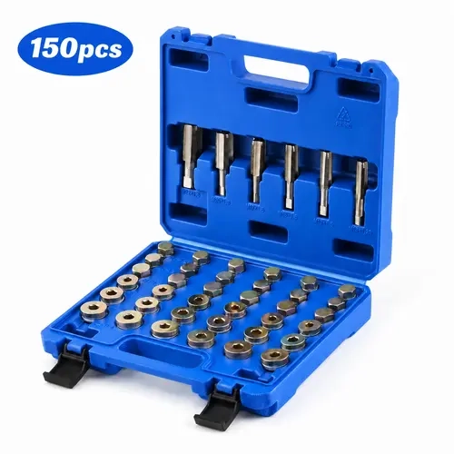 Orion Motor Tech 150pcs Metric Oil Drain Plug Repair Kit (M13, M15, M17, M20, M22) with Crush Washers, Thread Taps, Drain Plugs & Carry Case - Quick Fix, Easy Use Tools for Fiat Engine & Transmission Repair, Crush Washer Seal Included