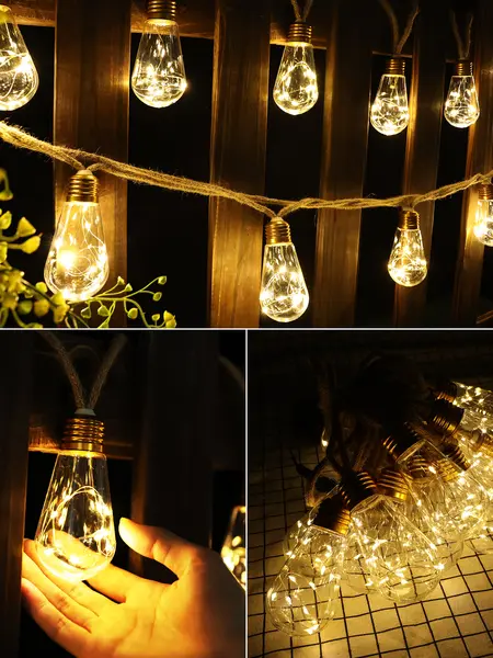 Outdoor backyard solar string lights, warm white light, LED lights for bedroom, 16 shatterproof bulbs, 26-foot waterproof solar string, 8 lighting modes, suitable for decorating your backyard, summer garden parties, or living room summervibes