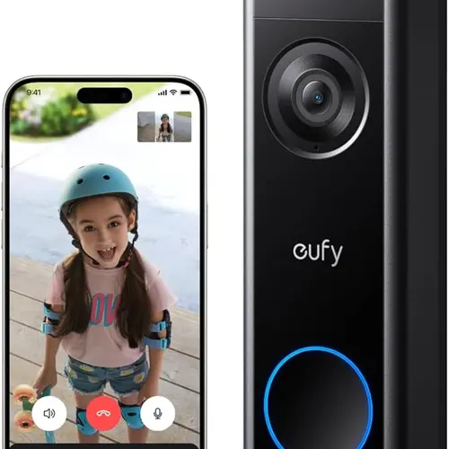 eufy C31 Wireless Smart Doorbell Camera, 2K FHD Battery or Hardwire Powered, Easy Installation, Quick-Release Battery, Live Video Call, 24/7 Recording, Human & Motion Detection, Night Vision, Alexa Compatible, No Monthly Fee, Spingtok Home Security Gadget