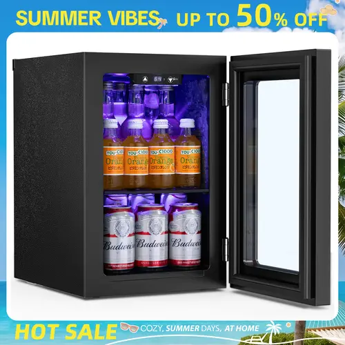 Antarctic Star Freestanding Wine Cellar - 0.6Cu. Ft. Compact Slim Portable Refrigerator, 4-Bottle Red Wine & 6-Can Storage, Quiet Compressor, LED Lights, Digital Temp Control, 40-61℉, 14.88x11.02x16.73in, Plug-In, Black Shelf, Ideal for Home, Living Room