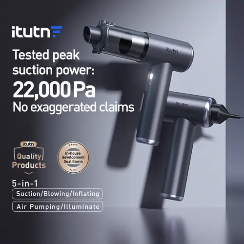Itutn car vacuum/blower M8, 5-in-1 Mini Vacuum Cleaner Cordless & Air Duster ,22000Pa Powerful Suction, Handheld Portable Vacuum For Car, Home, PC, Keyboard, Desk, Pet Hair Cleaning Car Vacuum Kit Car Cleaning Supplies