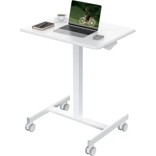 Sweetcrispy 3-in-1 Extensible Overbed Bedside Table - Adjustable Height, 4 Silent Wheels Glide Between Rooms, Lockable for Steady Use, Portable, Laptop-Friendly, Holds Up to 33 lbs for Daily Gear, Modern H-Frame Metal Base, Multi-Use for Home/Hospital