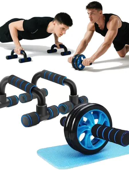 Fitness Tool set, Abdominal Exercise Wheels, Push-up Bar with Cushioned Foam Grip & Non-Slip Construction - Ideal for Men's & Women's Sports and Fitness,ab Workout Machine,Workout Sets