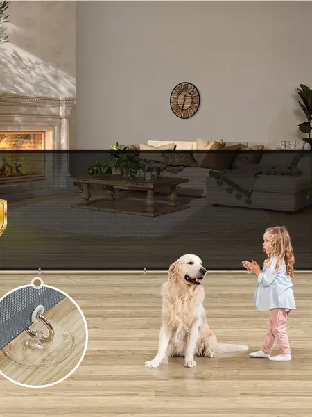 118" Retractable Baby Gates Extra Wide, Retractable Dog Gate for Large Openings, Extra Long Dog Gates for The House, Extra Large Mesh Pet Gate for Stairs, Doorways, Hallways, Indoor&Outdoor, Mother's Day