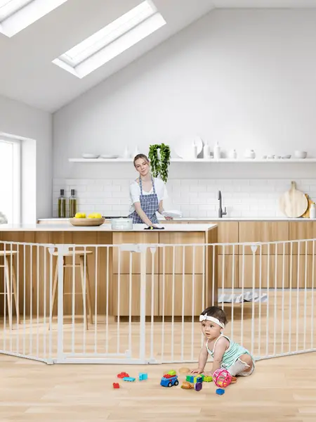 150'' Baby Gate, 6Panels Safety Gate Extra Wide 30''H House Doorways Fireplace,Auto Close Pet Gate