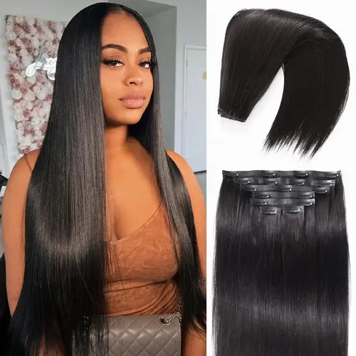 Recool Hair Straight & Yaki Straight & Body wave Clip In 7pcs/pack Set Invisible And Seamless Hair Extensions Virgin Human Hiar Invisible Edge High Quality Easy To Install