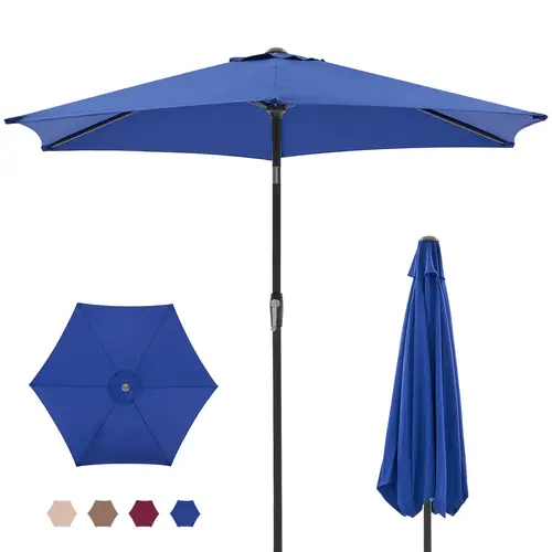 Sweetcrispy 9ft Vented Outdoor Patio Umbrella - Crank Lift, Adjustable Tilt Canopy, 8-Wind-Stable Ribs, UV-Block Fabric, Waterproof, Vent Top Reduces Wind Load, Solid Colors, Outdoor Sun Shades for Patio, for Back Porch (Assembly Required)