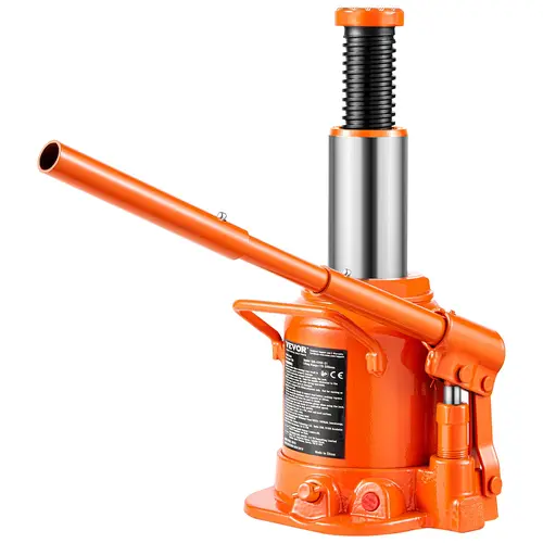VEVOR Heavy Duty 20-Ton Cap. Hydraulic Bottle Jack Manual Tool Kit, 20t Heavy Lift, 3-Sect. Lever, 3-Stage Handle, In/mm Measurements, 6.69–12.6 Inches Adjustable Height, Leak-Proof, All-Weather Automotive Car Repair Tool