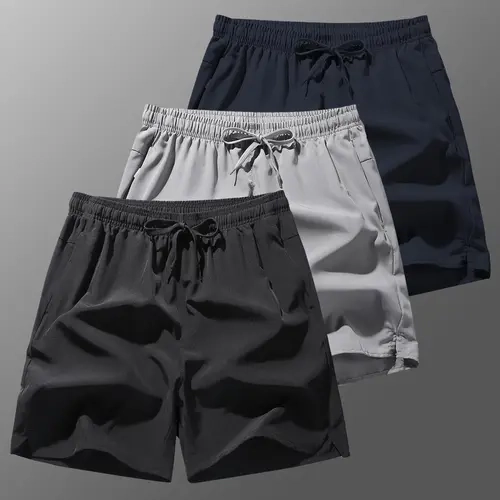 Men's Solid Drawstring Waist Beach Shorts, Casual Regular Fit Pocket Shorts for Summer, Men's Bottoms for Daily Wear, Casual Comfy Shorts, Shorts with Pockets