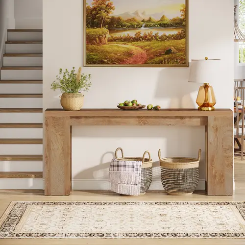 Tribesigns 70.9-Inch Long Rectangular Farmhouse Wood Console Table with Foot Pads, Storage Area & Easy Assembly for Entryway, Hallway & Living Room Furniture