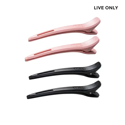 TYMO Plastic Hair Clips (2-Pack, Pink & Black) - Professional Durable Beauty Accessories for Precision Sectioning, Gentle Secure Hold Hair Styling Tool (118.42*22.39*12.4mm) for Blow-Drying & Everyday Use