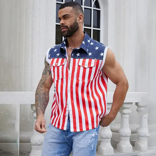Yuanbang 4th of July Men’s and Women's American Flag Denim Vest USA 250th Birthday Independence Day Sleeveless Unisex Summer Casual Jacket Patriotic Style Outdoor Fashion Menswear Father's Festival Dad Gifts Guys Love Top Summer Wins