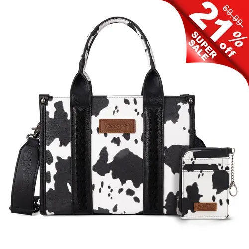 Wrangler Moomoo Special-Wrangler Cow Print Tote Bag for & Credit Card Wallet 2Pcs Set 2.0