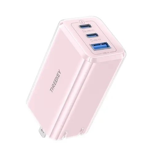 65W Fold-flat Multiport USB-C Wall Charger Block Adapter, Portable Charger with Foldable Plug, Compact Block, Over-protection, Easy-to-Carry Charging Solution for MacBook, Surface Pro, iPad Pro/Air, iPhone 17/16-11, Samsung S22-S20