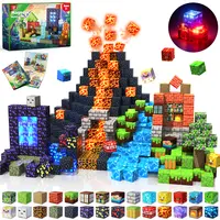 Magnetic Blocks - 150 PCS Dinosaur Volcano Forest Castle Set with Light Up Blocks - Kids Classroom Sensory Toy for Toddlers STEM, Construction Stacking Toy Kids 3+ Boys Easter Basket Stuffers,summerwins summerwins