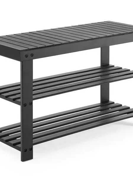 3-Tier Bamboo Wood Shoe Rack Organizer, Durable Rectangle Entryway Storage Bench, 286 lb Weight Capacity, Suitable for Entryway, Bedroom