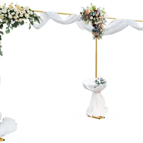 10x20 FT Durable Gold Iron Frame Pipe and Drape Backdrop Stand Set, Easy-Install Extendable with Heavy-Duty Metal Base, Large Contact Area, Holds Up to 33lbs for Civil Wedding Photo Video Studio Camera Accessories