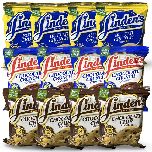Linden’s Cookies – Butter Crunch, Chocolate Chip & Chocolate Crunch | 12 Pack Snack Size | Choose Flavor or Variety