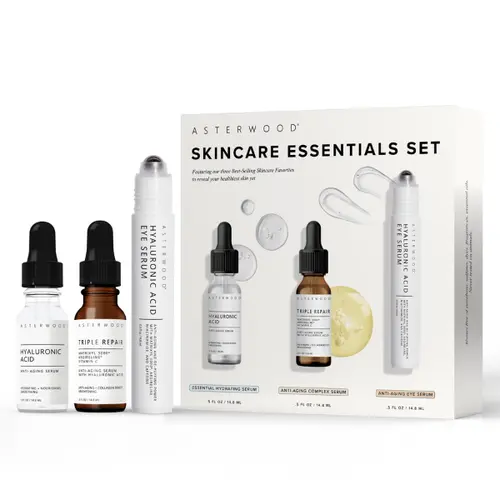 Skincare Essentials Set | Hydrating & Anti-Aging Serum Trio | Hyaluronic Acid Serum + Triple Repair Serum + Eye Serum for Dark Circles & Fine Lines