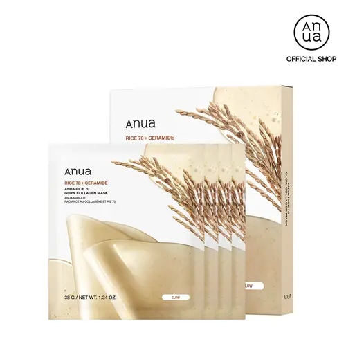 [Anua] Korean Rice 70 Glow Collagen Mask | 38g*4sheets, collagen, gel mask, korean skincare, ceramide, moisturizing, hydration, firming, radiance, rice extract