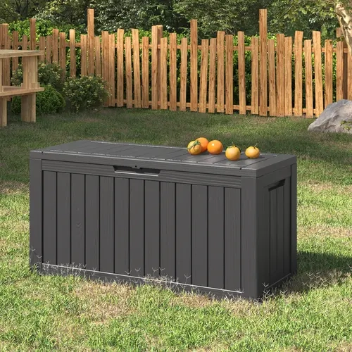 LHBCRAFT 31/72/120-gallon outdoor deck storage box Waterproof, Lockable, Extra Seat, UV 1000+ Anti-ultraviolet, Easy Installation, Reinforced Structures,
