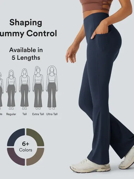 Halara UltraSculpt High Waisted Tummy Control Pocket Shaping Yoga Bootcut Leggings #SwimWeek