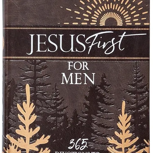 Jesus First 365 Morning Religious Devotional Book for Men - Imitation Leather-like, 11.9oz, 4.5x0.75x6.5", English, New, Religion, Inspiration, Start Your Day Right, Published May 2, 2023