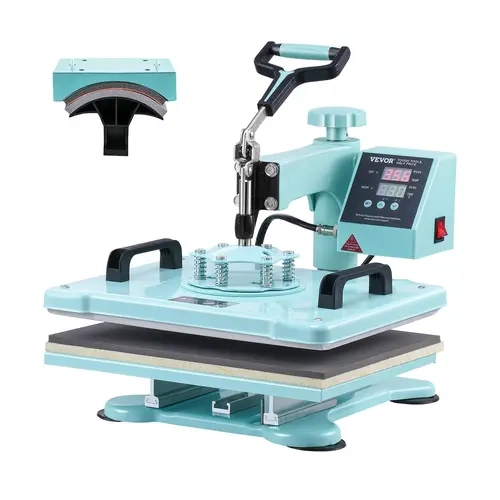 【toolupgrade】VEVOR Heat Press Machine 12 x 15 inch2 in 1 Heat Transfer Machine with Hat Press360° Swing Away T-Shirt Pressing MachineDigital Precise ControlFast Even Heating for T-Shirts/Hats/CapsGreen