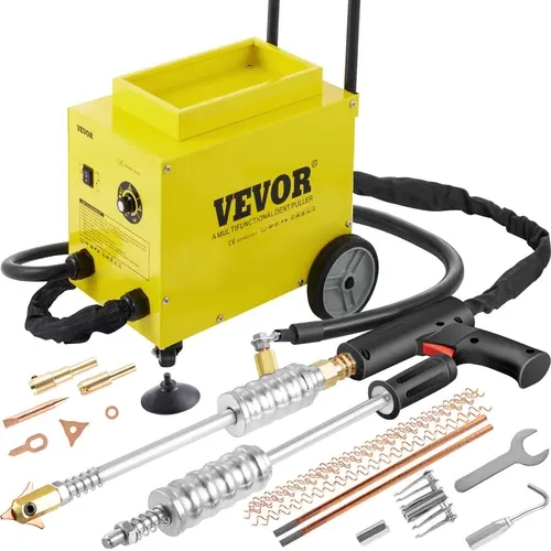 VEVOR SG-7500 PDR Dent Pulling System Station, Complete Stud Welder Kit with 4 Caster Wheels, Auto/Manual Mode Switch, Digital Panel & Dual Guns, Vehicle Body Repair Accessory, Father's Day Gift for Cars Trucks