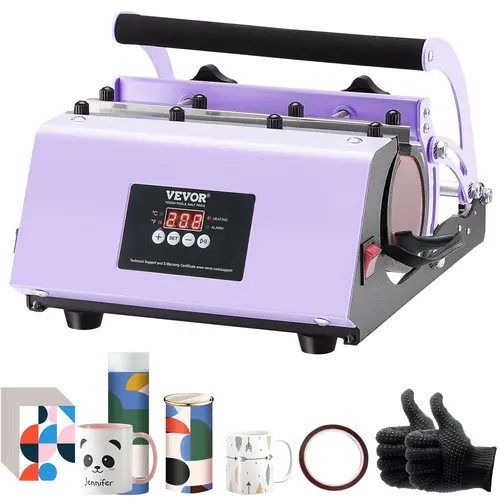 【toolupgrade】VEVOR Custom Sublimation Press Machine for 11-30oz Tumblers - Fast & Even Heating, Touchscreen UI, Temp/Time Control, Sublimation Paper, Tape & Gloves Included - Purple DIY Craft Supplies for Personalized Prints, Halloween, Friends, 11-30 Oz