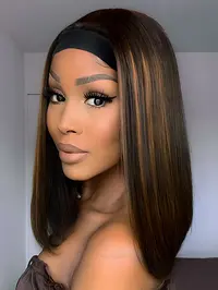 Women's Headband Wig, Medium Length Straight Hair, Mixed, Heat Resistant Fiber, No Glue, Perfect for Daily Events, Straight Headband Wigs
