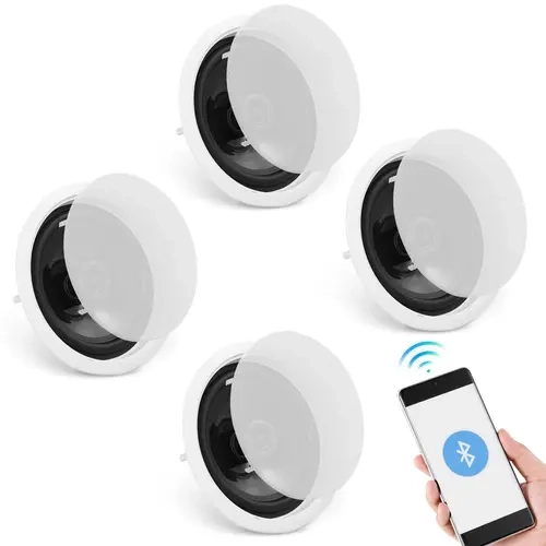 VEVOR 4-Piece 6.5in Hifi Wireless Stereo Bluetooth Speakers, 150W 8-ohm Impedance 89dB Sensitivity Flush Mount In-Wall Audio System, 8-ohm Stable Output 6.5" Woofer 68Hz Deep Bass for Smart Home, Living Room, Wireless Stereo Speaker