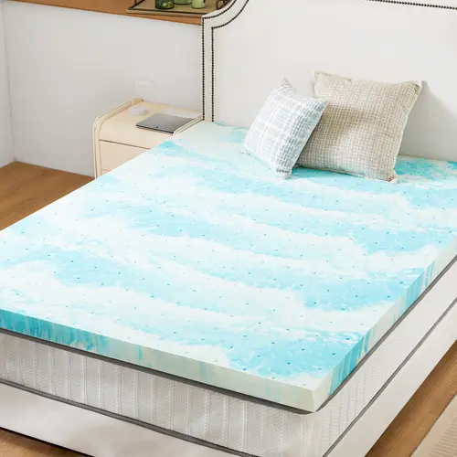 Sweetcrispy 37x79x3" Premium Gel-Infused Swirl Memory Foam Cooling Mattress Pad Topper - Durable, Breathable, Temperature Control, Soft, Supportive, Easy Setup, Compressed Pack for Transport, Reduces Tossing & Turning, Bedding Accessory, Dry Clean Only