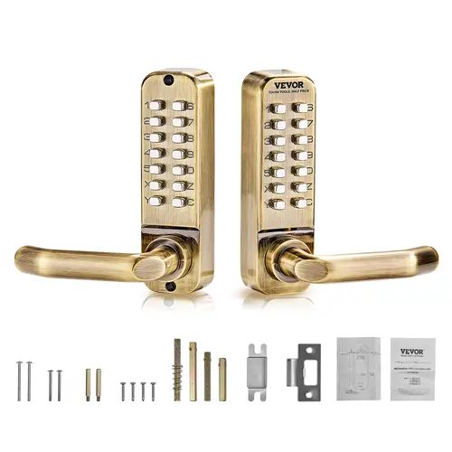 VEVOR Mechanical Keypad Fence Lock Hardware, Keyless Entry with Handle, 14-Button Combination, Double-Sided Waterproof Stainless Steel, 1.4-2.5 in Thickness, Easy Replacement for Home Garage, Includes Parts & Screws