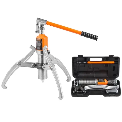 VEVOR 15-T Capacity Hydraulic Gear Puller, 2-3 Jaw Wheel Bearing Tool with Case, 12" Max Jaw, Leak-Proof, Rust-Resistant Coat, Vertical/Horizontal Use for Automotive Repair, Mining Equipment Maintenance