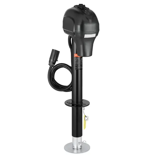 VEVOR Heavy-Duty Electric Trailer Jack Car Repair Tool, 3500 lbs Load Capacity, Carbon Steel, 7-Pin Connector, Emergency Hand Crank, Rust-Resist Coat, Built-In LED Work Light, 9.5"-27.5" Lift, Weatherproof Cover for Horse Trailers, RVs, Black