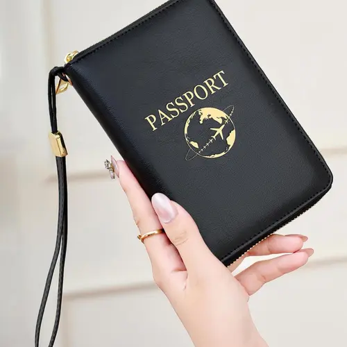 Solid Color Passport Case with Card Slot, Pu Leather Passport Holder with Wristband, Modern Style Passport Case for Women & Men,Suitable for Thanksgiving, Christmas, and men's gift giving #GLOBAL PICKS