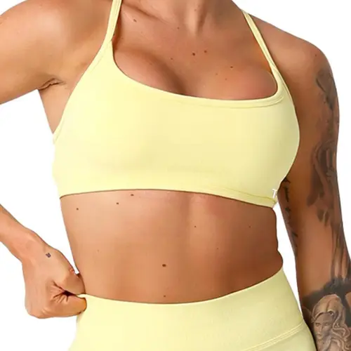 Women's Solid Color Criss Cross Backless, Breathable Comfortable Wireless Yoga Sports Bandeau Bra, Ladies Sportswear for Indoor Outdoor Wear, Gym Clothes, Workout Bras