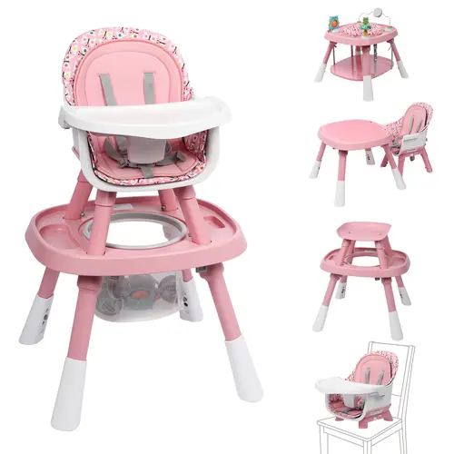 Topwin Adjustable Multifunctional Baby Highchair - Oxford-Plastic, Removable Tray, Safety Harness, Chair-Table & Toy Accessories, Toddler Booster Seat for Dining Table (Highchairs for Babies and Toddlers)